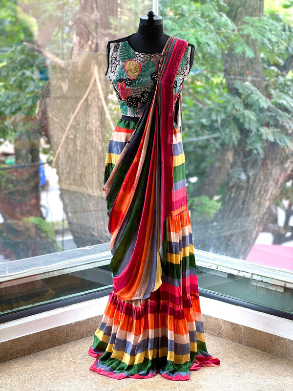 Multicolor Handwork Drape