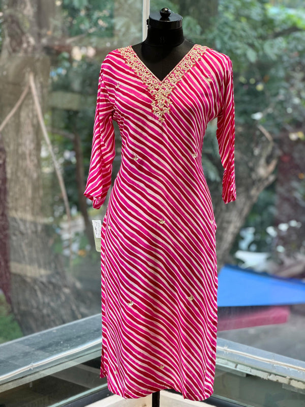 Pink Leheriya Suit Set