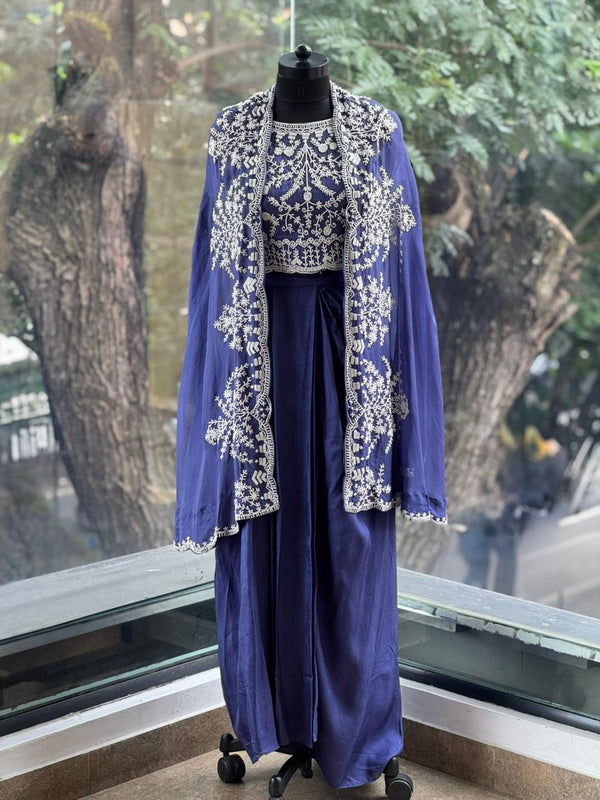 Purple Moti Work Cape Set