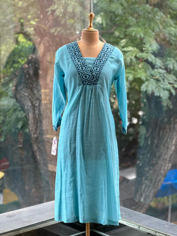 Blue Mul Chanderi Dupatta Set