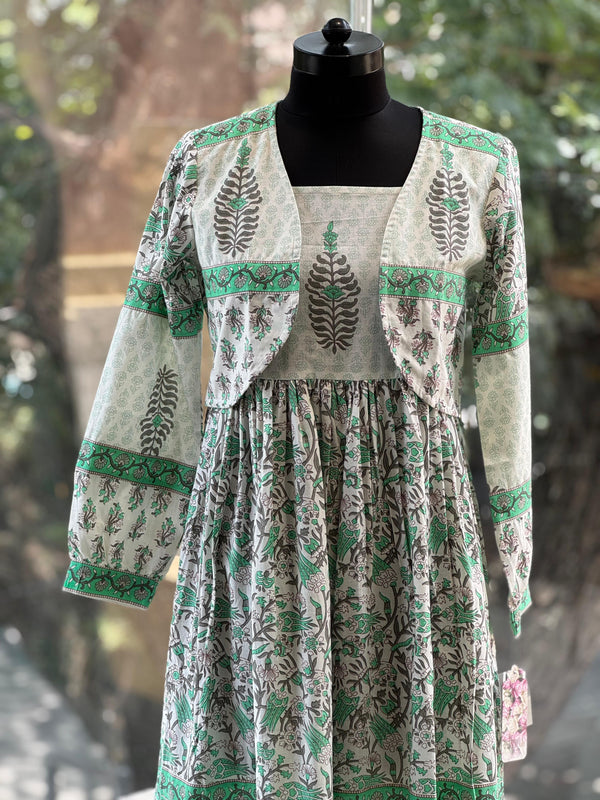 White/Green Block Print Tunic