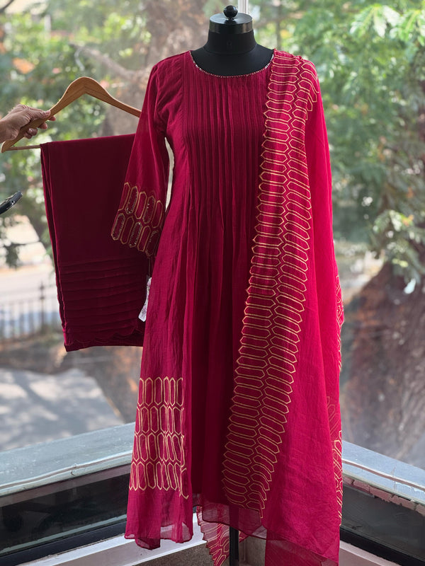 Maroon Pintux Yolk Suit Set