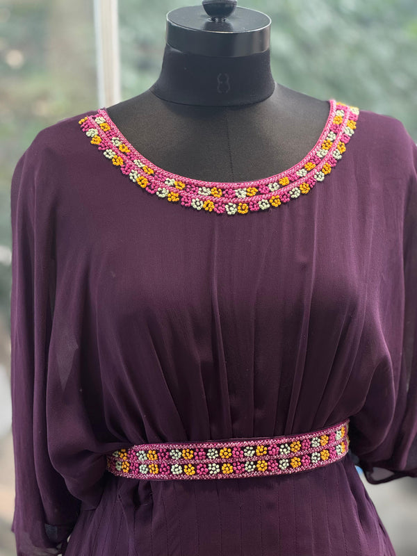 Purple Intricate Work Gown