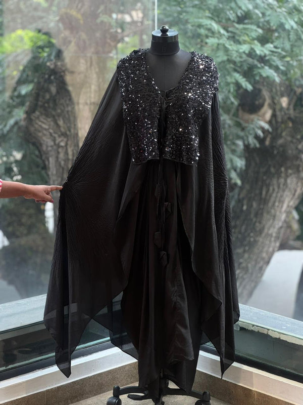 Black Shimmer Cape Set