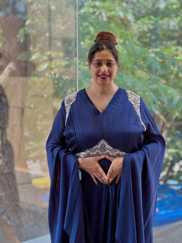 Blue Tail Sleeves Gown