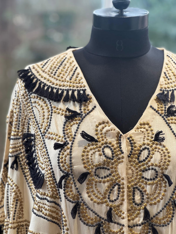 Beige Intricate Work Skirt Set