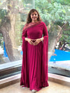 Maroon Tail Sleeves Gown