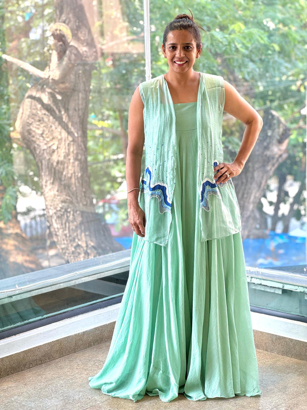 Green Jacket Style Gown