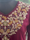 Purple Yolk Embroidered Suit Set