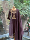 Dark Brownish Wine Dupatta Set