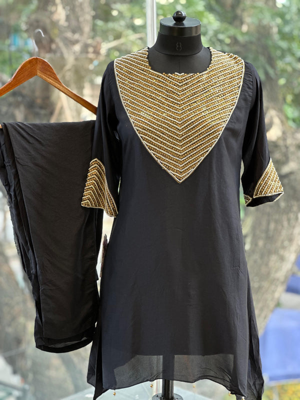 Black Moti Tari Yolk Work Co Ord