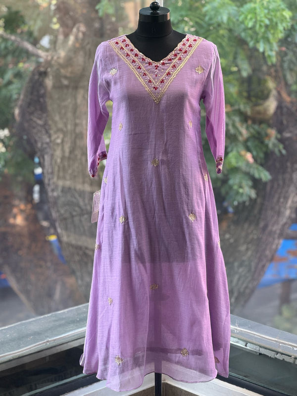 Mauve Mul Chanderi Dupatta Set