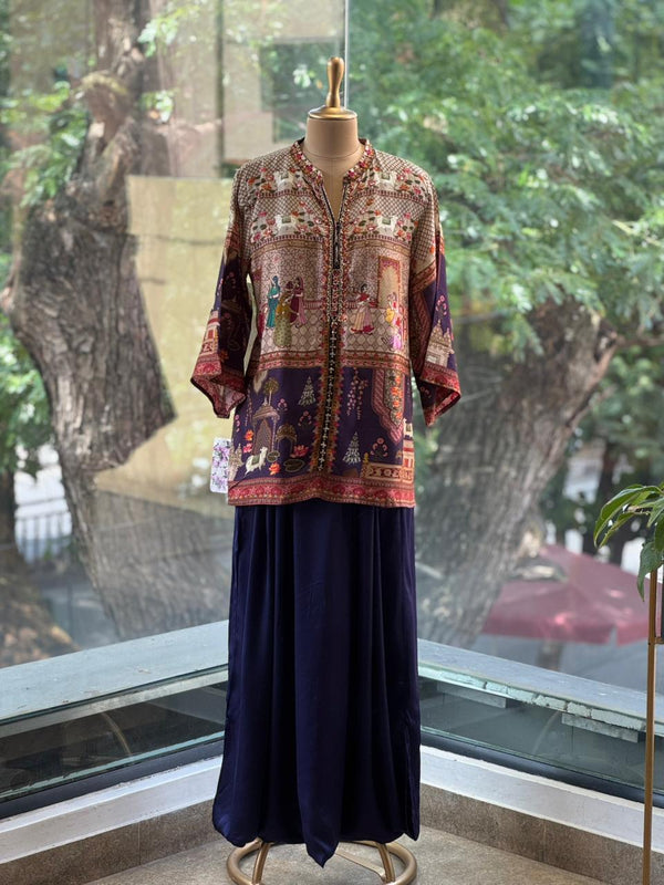 Navy Blue Harem Pants Set