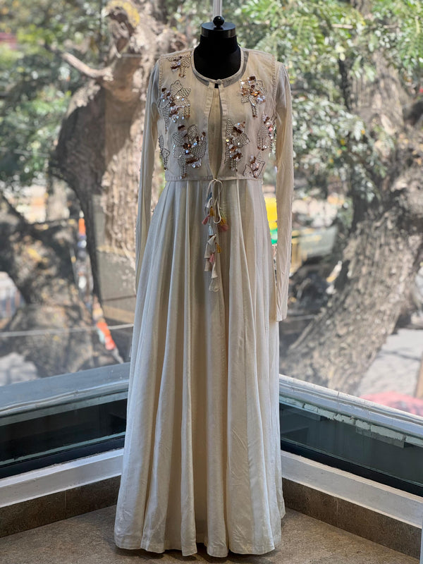 Off White Jacket Style Gown