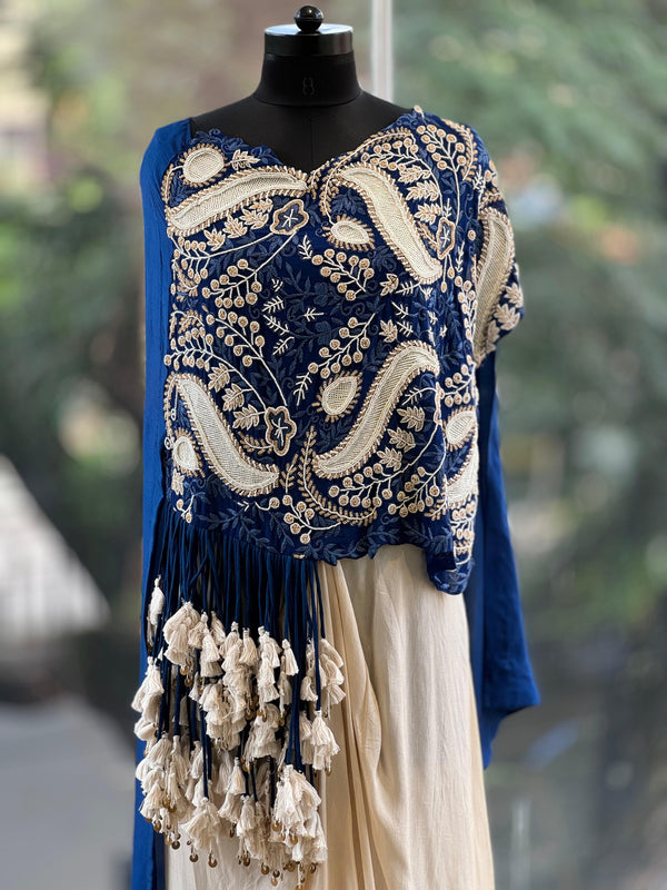 Royal Blue Cowl Skirt Set