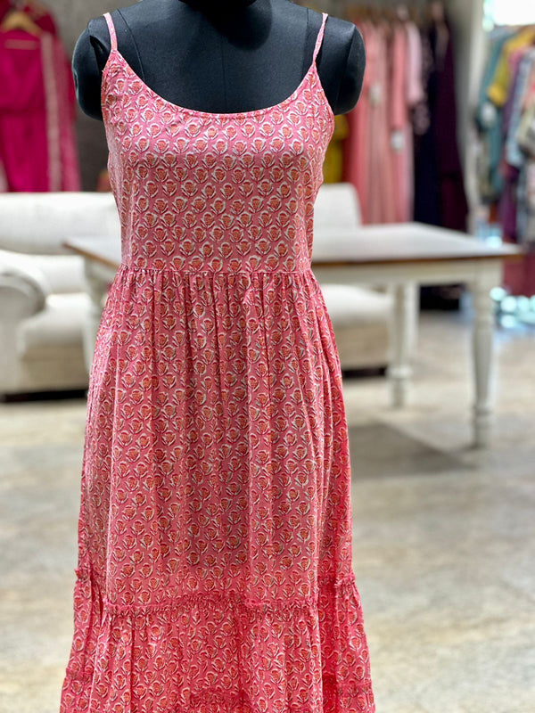 Pink Floral Spaghetti Tunic