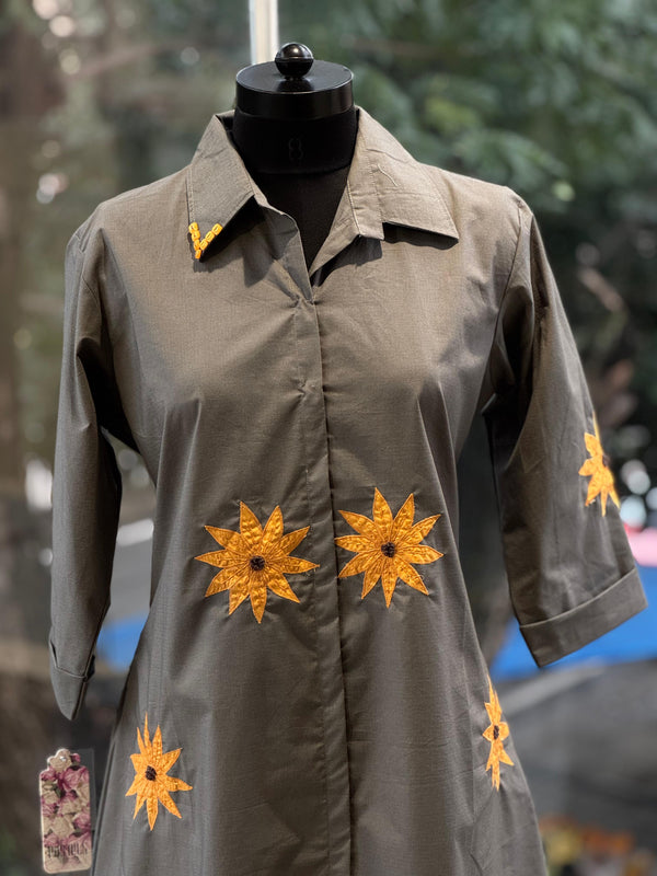 Grey Aplique Work Tunic