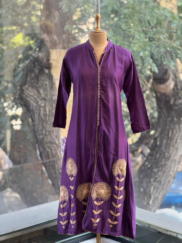 Purple Front Slit Tunic