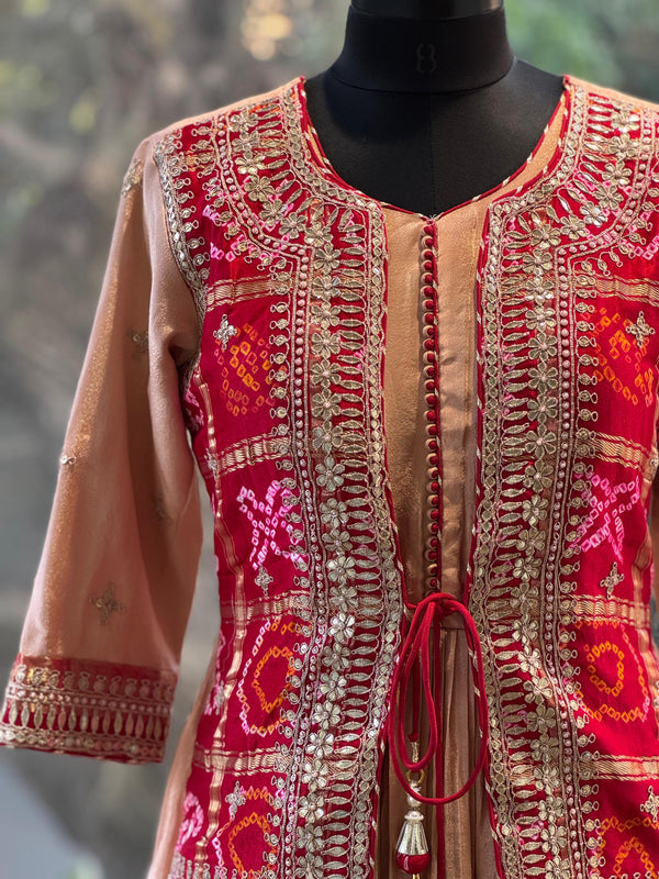 Peach Bandhej Gown