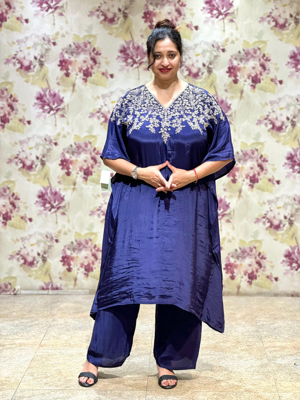 Navy Blue Yolk Work Kaftan Co Ord