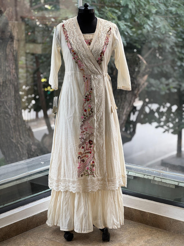 Cream Anghrakha Tunic