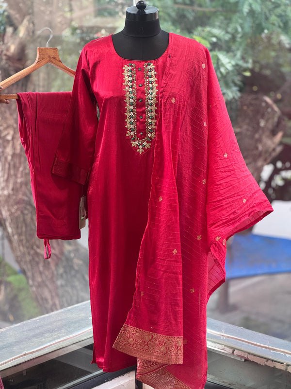 Red Gota Yolk Dupatta Set