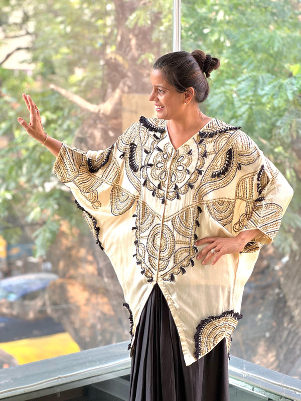 Beige Intricate Work Skirt Set