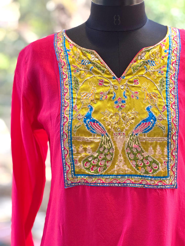 Pink Yolk Embroidered Suit Set