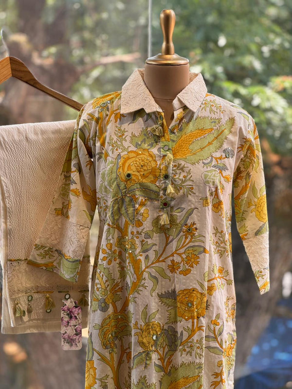 Beige Floral Co Ord