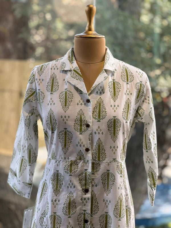 Green Leaf Print Tunic