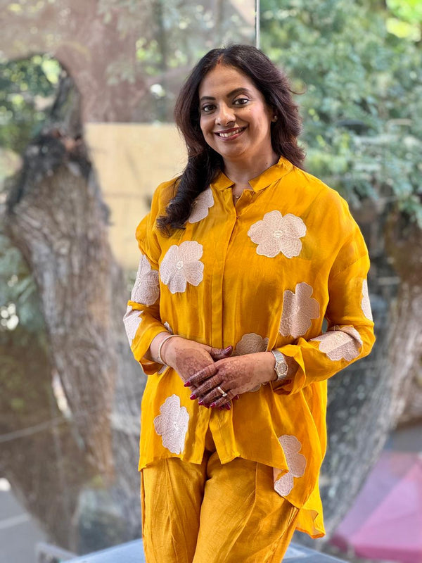 Yellow Floral embroidery Co Ord