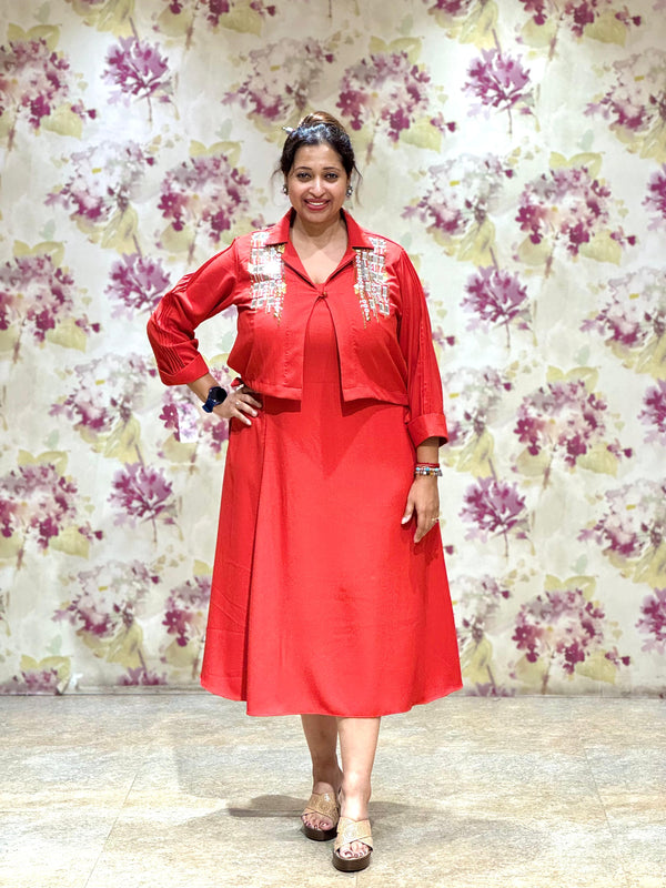 Orange Mirror Work Tunic