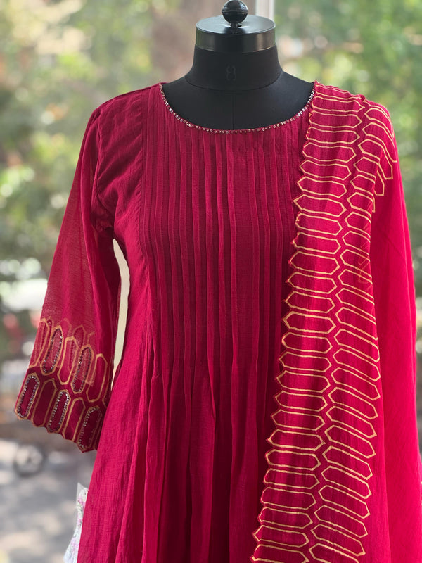 Maroon Pintux Yolk Suit Set