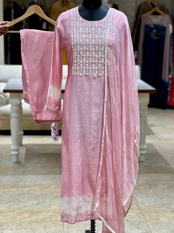 Pink Embroidered Suit