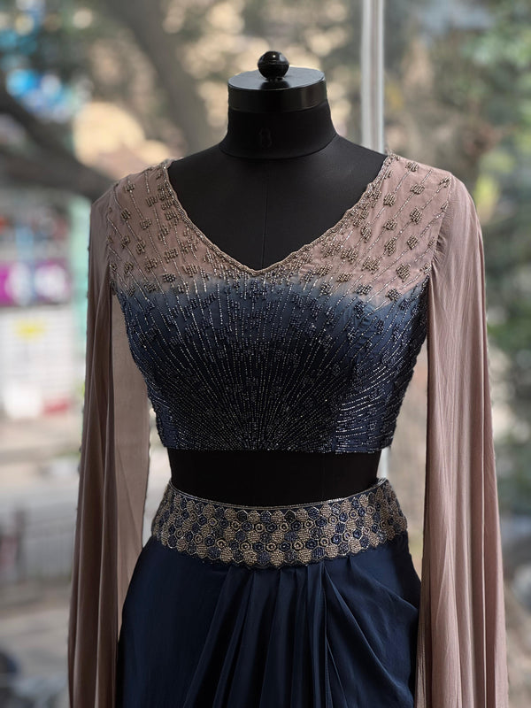 Blue Shaded Cape Set