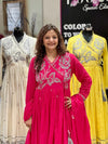 Tomato red angrakha suit for women