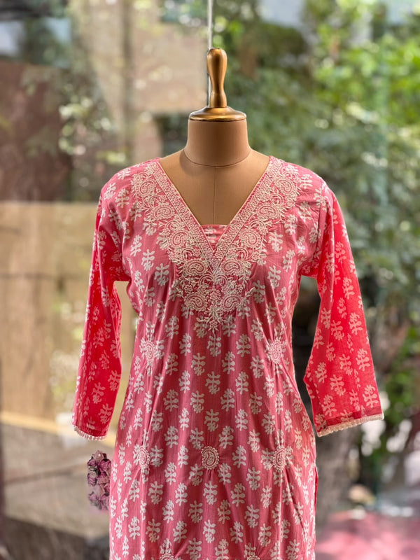 Peach Embroidered Tunic