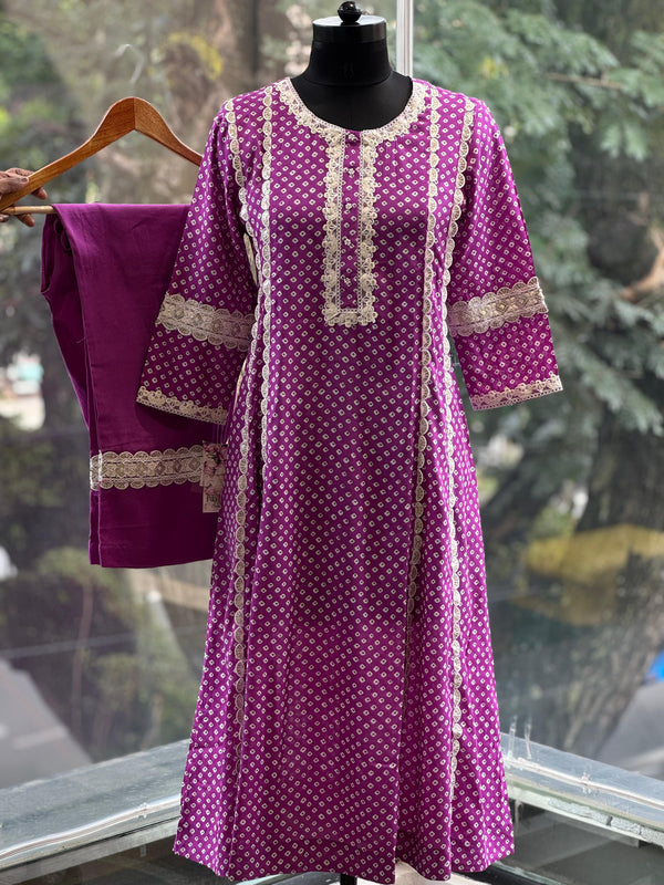 Purple Bandhej Print Co Ord