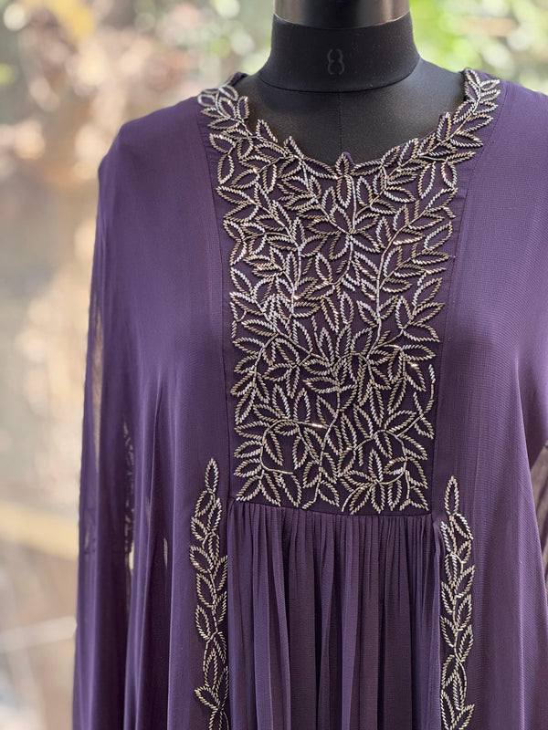Mauve Pipe Work Gown