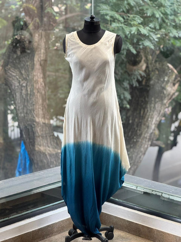 Cream and Blue Indo western