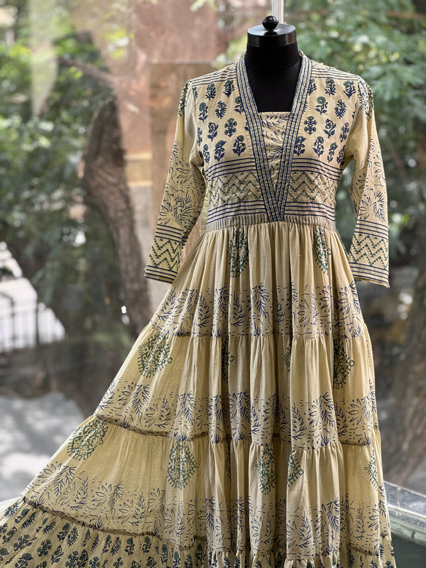 Beige Block Print Tunic