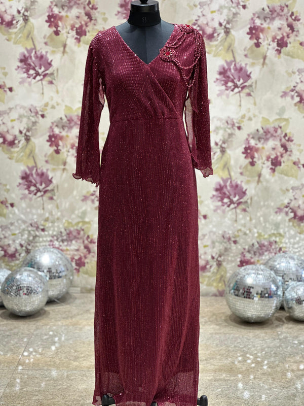 Beautiful Maroon Shimmer Dress