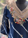 Blue Intricate yolk Suit set