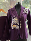 Purple Embroidered Blazer Set