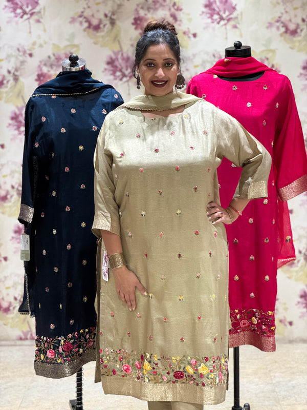 Green Embroidered Suit Set