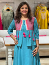 Blue Peplum Jacket Set