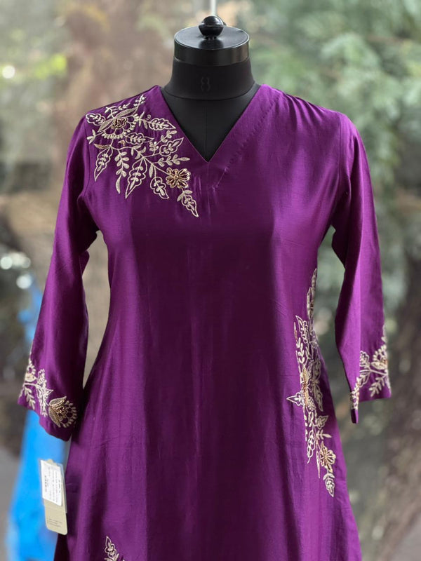 Purple Embroidered Suit