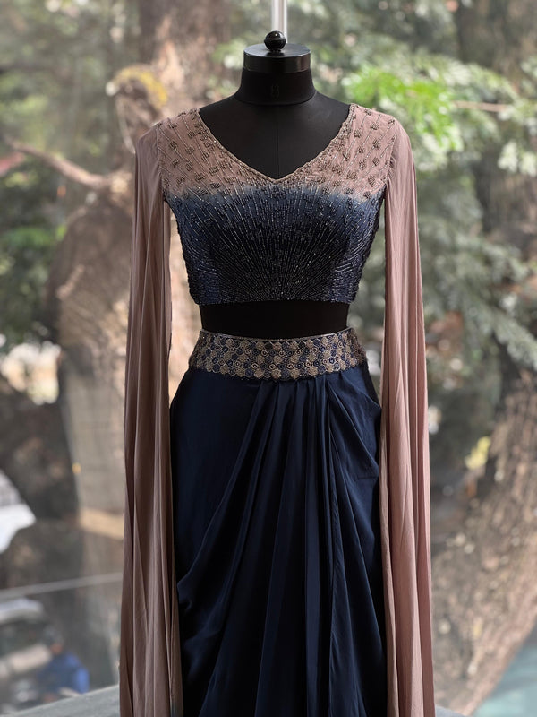 Blue Shaded Cape Set