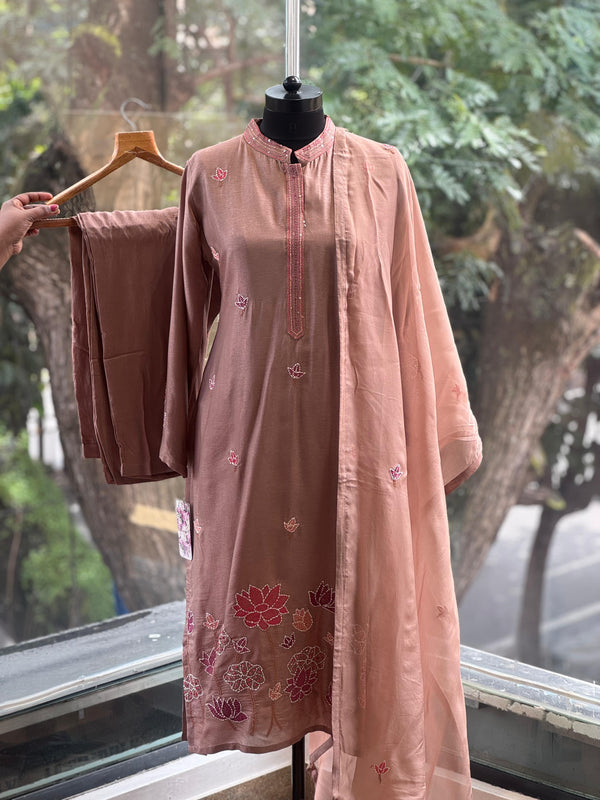 Light Brown Embroidered Suit