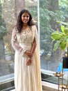 Off White Intricate Work Drape Gown